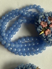 VINTAGE MIRIAM HASKELL BLUE GLASS BEAD AND SEED HEART BRACELET & PIN “AS IS”