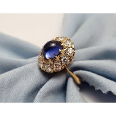 Vintage 14K Karat Solid Two Tone Multi Color Gold Sapphire & Diamond Ring