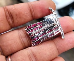 2Ct Lab Created Red Ruby & Blue Sapphire Brooch Pin 14K White Gold Plated Silver