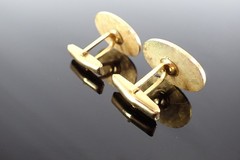 Vintage Gold Tone Red Blue Enamel LDO Initial Cufflinks Oval Textured Design