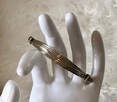 Sterling Silver Modernist Wire Bangle Adjustable Wrap Tension Bracelet 8.5”