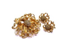 Vintage Castlecliff Rhinestone Brooch Earrings SET