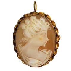 Vintage 1/23 12k Gold Filled Hand Carved Shell Cameo Brooch