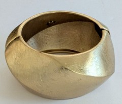 Signed RJG Graziano Large Modernist Metal Hinged Clamp Bracelet