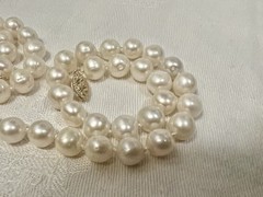 Princess Length White 18” Cultured FW Pearl Necklace 14k Gold clasp 7-8mm