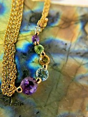 FAS Vintage Sterling Silver Vermeil 5mm Multi Gemstone Necklace 17.75″