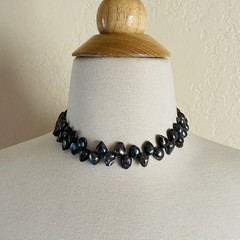 VTG Iridescent Peacock Baroque Pearl Necklace Sterling Silver Clasp~18”