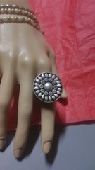 Silver Toned Vintage Jewelry Lot 1 Size Fits All Chunky Ring Necklace & Bracelet