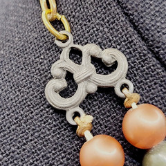 Autumn Colors Moonglow Lucite Bead Graduated Double Strand Vintage MCM Necklace