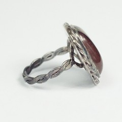 Vintage Sterling Silver Rope Edge Large Tiger’s Eye Ring Size 9.75 Braided Band