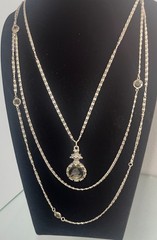 Vintage GOLDETTE Signed 3-Strand Necklace Intaglio Reverse Cameo Pendant As Is