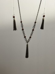 1960’s Boho Chic style Red Jasper Necklace & Earrings Retro Vintage