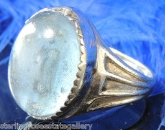 Vintage 40’s glass Blue Stone Sterling Silver 0.925 Ring size 4.5