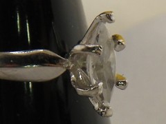 10mm Marquise Cut White Glass Prong Setting on 925 Sterling Vintage Ring Size 7