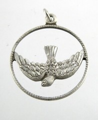 Vintage BLI Sterling Silver Etched Dove Bird Pendant 925 2.9g 7/8 Inch Diameter