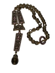 Heidi Daus Necklace Art Deco Rhinestone Aurora Borealis Beauty Long Y Drop