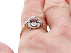 Antique Edwardian 1.18Ct Ruby and 0.66Ct Diamond, 14k Yellow Gold Dress Ring