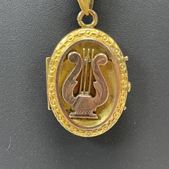 Antique Victorian W .& S. Blackinton Company Gold Filled Locket & Lyre Design