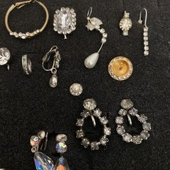 Vintage Unmatched Earrings Lot of 110 All Rhinestones For Crafts Junk Jewelry