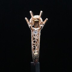Solid 14K White Gold Diamond Ring 8mm Round Vintage Antique Semi Mount Setting