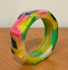 SIGNED SHULTZ BAKELITE BRACELET BANGLE NEW PINK PURPLE BLUE GREEN YELLOW OCTAGON