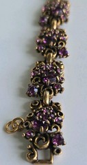 VTG Hollycraft Amethyst Purple Rhinestone Bracelet Gold Tone Signed 1950s