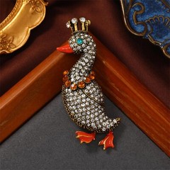 Rhinestone Duck Animal Brooch Pin for Women Gold Plated Fashion Crystal Queen…
