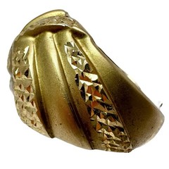 Vintage Ma 10K Gold Matte & Faceted Dome Ring 7 Michael Anthony 4g