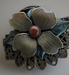 Vintage Mixed Metals Brooch Copper And Brass Flower 1-1/2 In Round