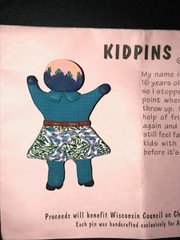 Estate Turquoise w Tie Dye Skirt Polymer Clay KIDPINS Girl Child Charity Pin Bro