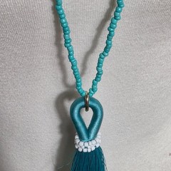 Sugarfix by BaubleBar Beaded Tassel Bohoemian-Style Necklace Teal-Colored