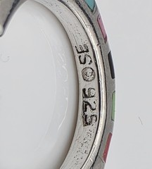 Vintage 925 Sterling Silver Multicolor Inlay Hoop Earrings 21mm Southwest Boho