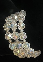 Vintage Aurora Borealis Crystal Expandable Wire Cuff Bracelet