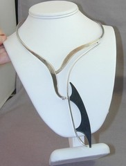 Fantastic Mid Century Modern Sterling Ebony Sculptural Mobile Necklace STATEMENT