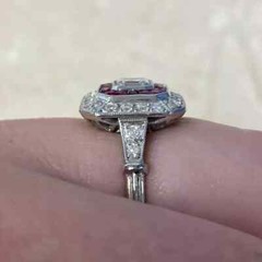 2.50Ct Art Deco Style Asscher Lab-Created Diamond & Ruby Wedding 925 Silver Ring