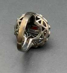 Sterling silver vintage Navaratna princess ring size 9 Thailand multi stone