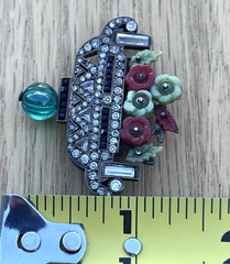 Antique French Art Deco Sterling Giardinetto Carved Flower Basket Brooch Pin