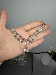 Delicate 1920s Art Deco Platinon Crystal Drop Necklace