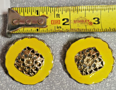 Classic Vintage Round Yellow & Gold-Tone Earrings Push-On 1.5 “