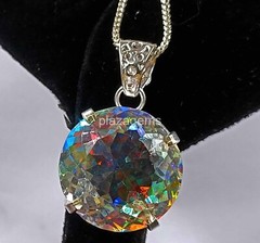 Pretty Round 90 TCW Mystic Topaz 925 Sterling Silver Gemstone Pendant 4SUG