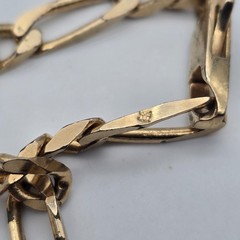 Vintage Gold Filled / Rolled Gold – 6 mm Blocky Flat Figaro Chain Bracelet 8.25″