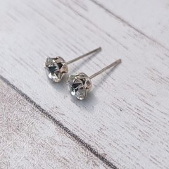 0.25″ Clear Gem Stud Earrings For Pierced Ears