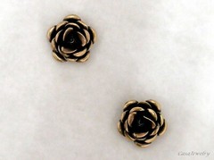 #4008 SMALL ANTIQUED GOLD 3-D ROSE COMPONENT – 2 Pc Lot