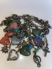 Vintage Glass Heart Music Ballerina Dangle Charm Necklace 28 In