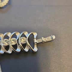 Vintage Crown Trifari, Silver Tone Bracelet with Clear Rhinestone Crystals.