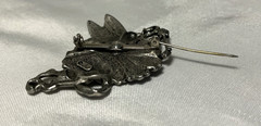 JJ JONETTE Vintage Pewter Pin Brooch Winged Fairy With Purple Sparkles