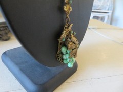Stunning Antique Ornate 2 pc Pendant Necklace Earring Set one of a kind MUST SEE