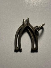 Vintage Sterling Silver Double Wishbone Good Luck Charm