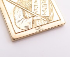 14K GOLD Vintage Pendant Solid Moses 10 Commandments Etched GP757