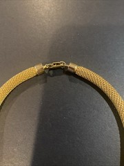 Vintage Lanvin Paris Gold Tone Mesh & Enamel Choker Necklace Signed